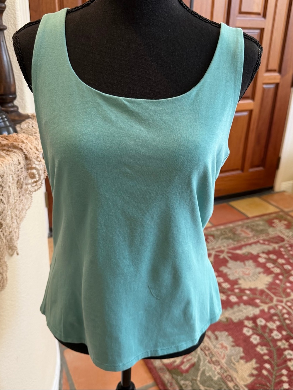 J.Jill Perfect Shelf-Bra Tank Light Blue Size L Cotton Lycra Built In Bra